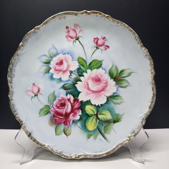 Wheelock Peoria Japanese Decorative Plate 10'' Painted Floral Rose Design - Picture 1 of 4